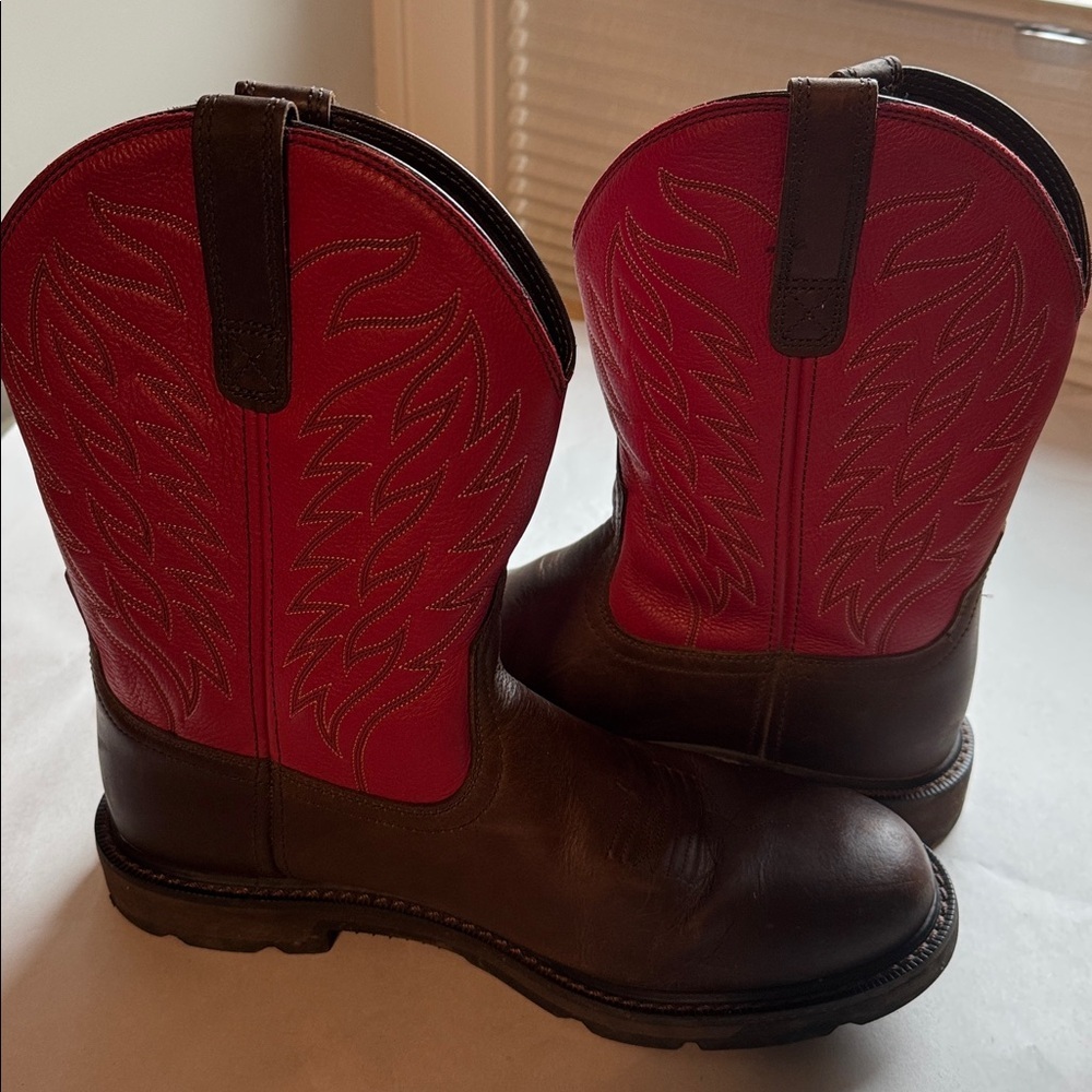 Ariat Work Boots Mens 11D Brown/Red Leather EH ASTM F2892-11 Western Cowboy - Picture 2 of 9